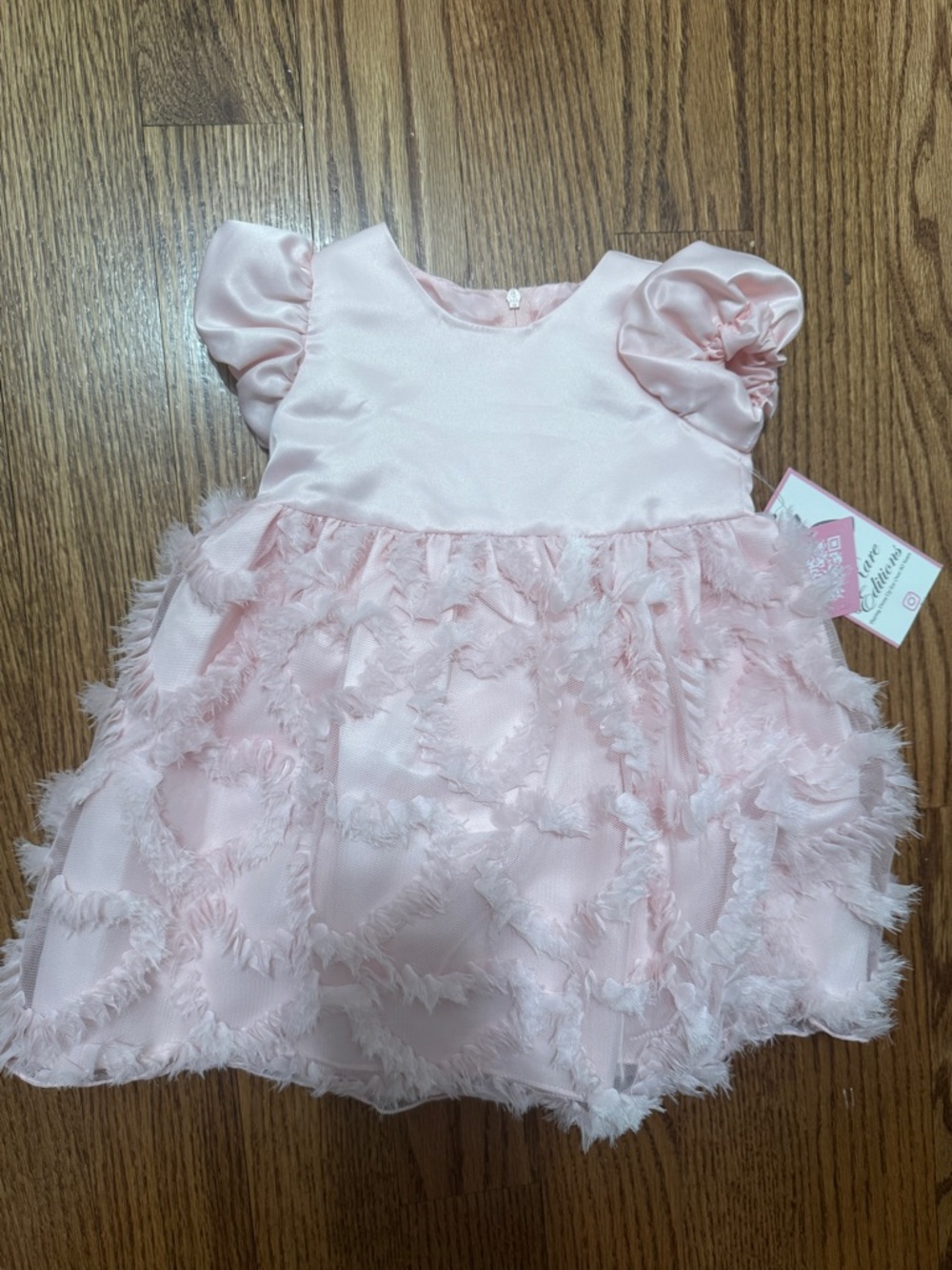 Rare Editions Blush Pink Puff Sleeve Dress